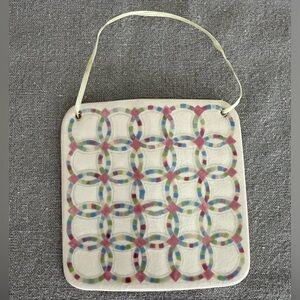 Vintage Quilt Ceramic Ornament 1989 Hill Design